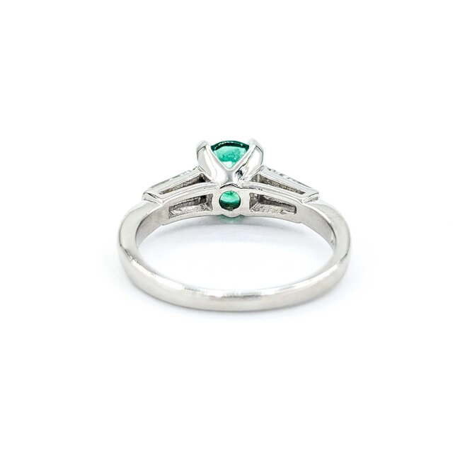 Ring .35ctw Baguette Diamonds .86ct Emerald 900pt sz6.5 124090154