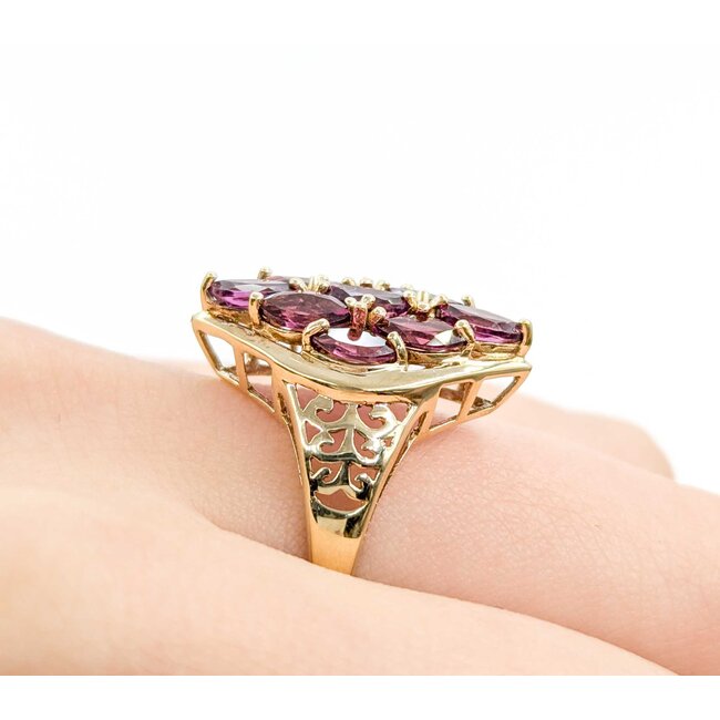 Ring 9 Stone 2.70ctw Marquise Rhodolite Garnets 10ky sz9 224110152