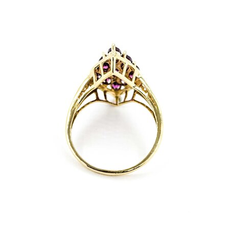 Ring 9 Stone 2.70ctw Marquise Rhodolite Garnets 10ky sz9 224110152