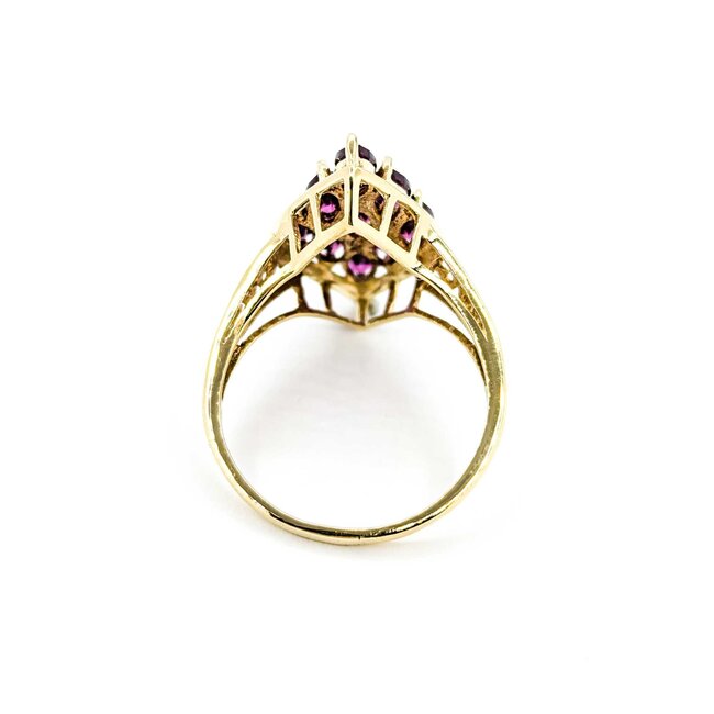 Ring 9 Stone 2.70ctw Marquise Rhodolite Garnets 10ky sz9 224110152