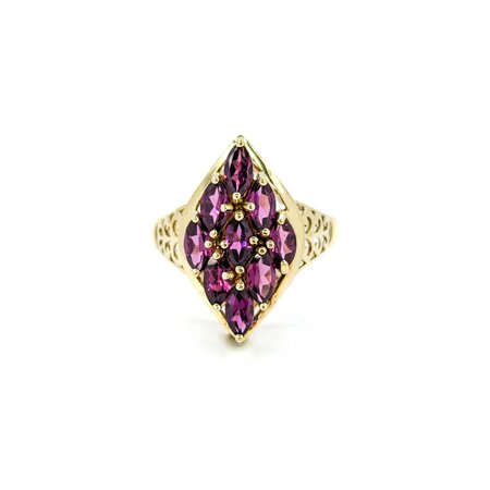 Ring 9 Stone 2.70ctw Marquise Rhodolite Garnets 10ky sz9 224110152