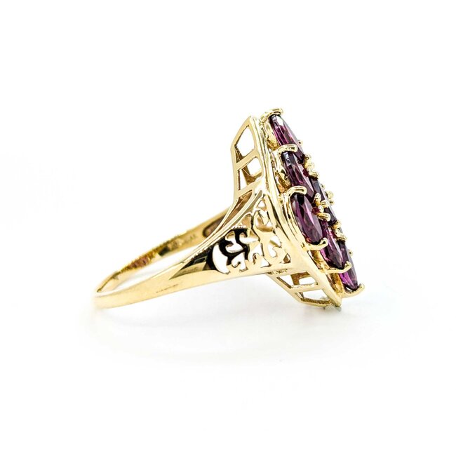 Ring 9 Stone 2.70ctw Marquise Rhodolite Garnets 10ky sz9 224110152