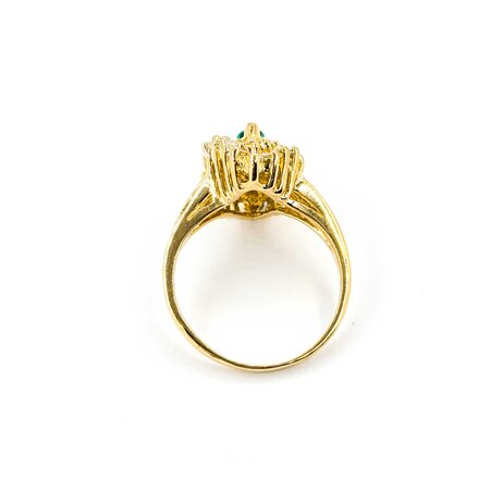 Ring  Cocktail .60ctw Round & Baguette  .21ct Emerald  18ky sz6 224110151
