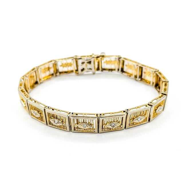 Bracelet .05ctw Round Diamonds 14ktt Retro 7" 8.2mm 224113754