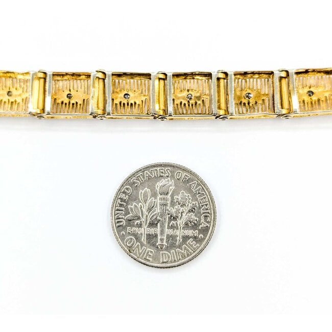 Bracelet .05ctw Round Diamonds 14ktt Retro 7" 8.2mm 9.9g 224113754