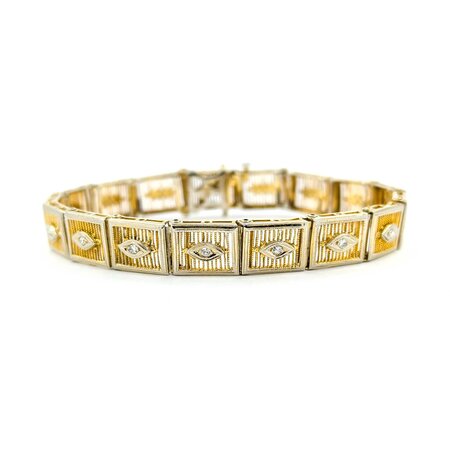 Bracelet .05ctw Round Diamonds 14ktt Retro 7" 8.2mm 224113754
