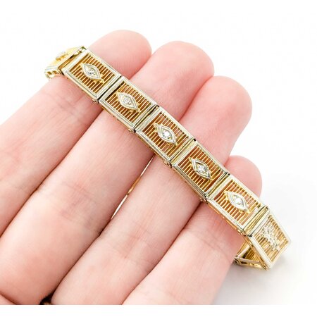 Bracelet .05ctw Round Diamonds 14ktt Retro 7" 8.2mm 224113754