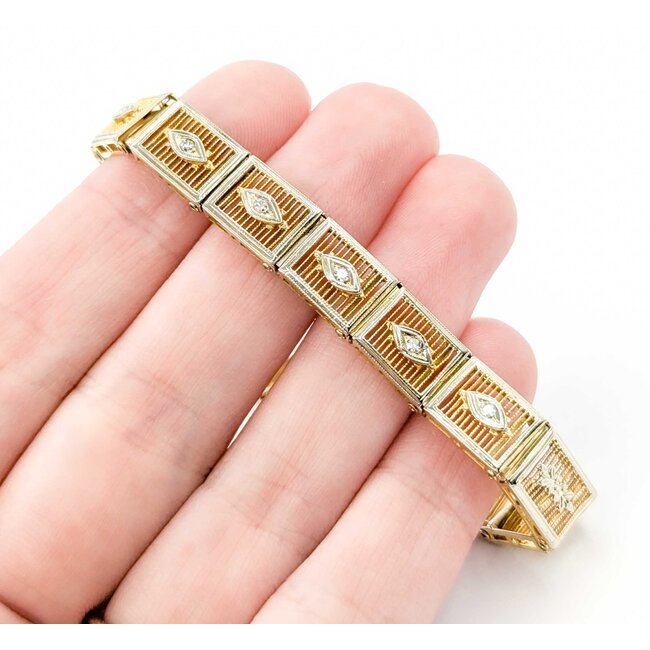 Bracelet .05ctw Round Diamonds 14ktt Retro 7" 8.2mm 224113754