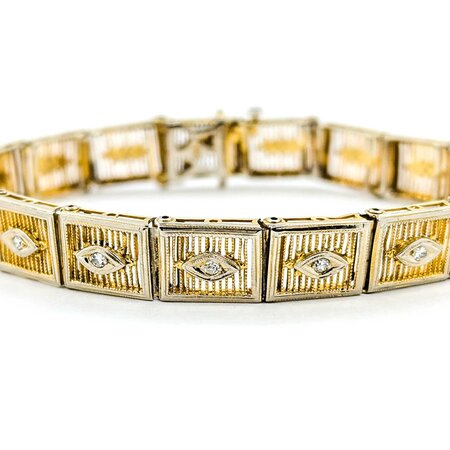 Bracelet .05ctw Round Diamonds 14ktt Retro 7" 8.2mm 224113754