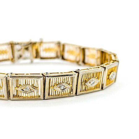 Bracelet .05ctw Round Diamonds 14ktt Retro 7" 8.2mm 224113754
