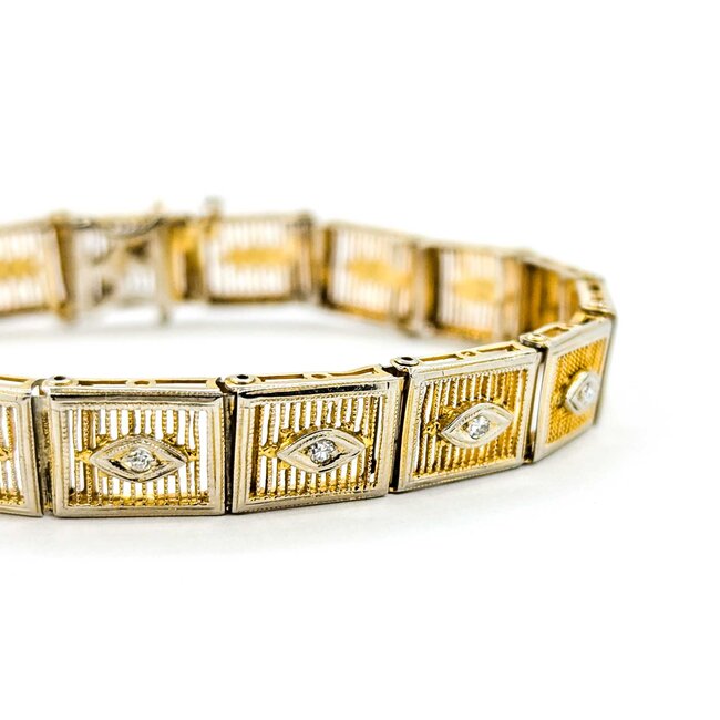 Bracelet .05ctw Round Diamonds 14ktt Retro 7" 8.2mm 224113754