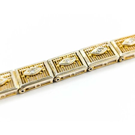 Bracelet .05ctw Round Diamonds 14ktt Retro 7" 8.2mm 224113754