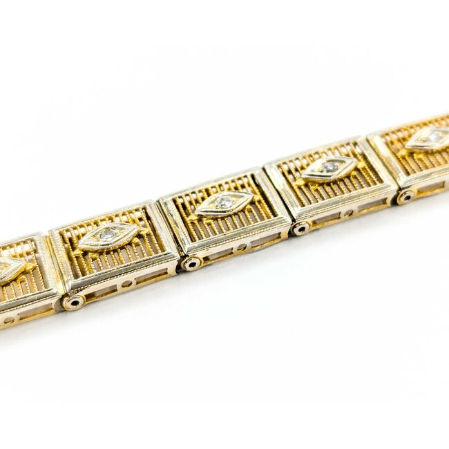 Bracelet .05ctw Round Diamonds 14ktt Retro 7" 8.2mm 9.9g 224113754