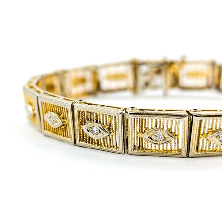Bracelet .05ctw Round Diamonds 14ktt Retro 7" 8.2mm 224113754