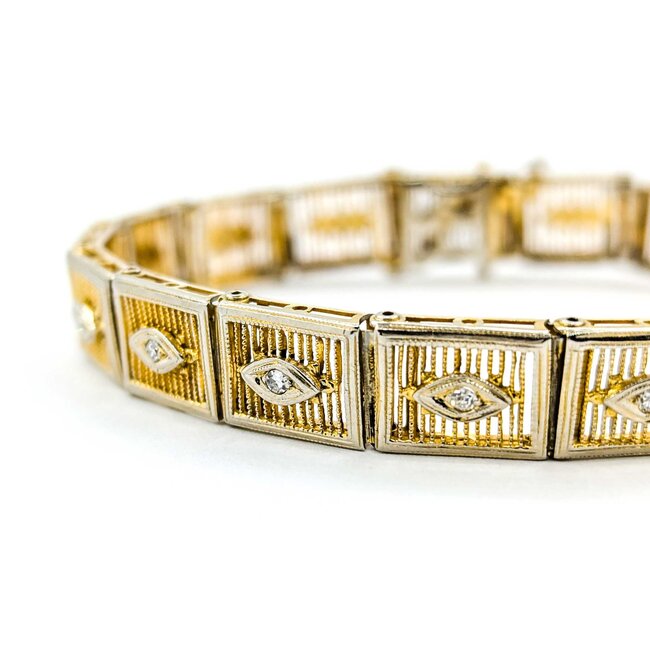 Bracelet .05ctw Round Diamonds 14ktt Retro 7" 8.2mm 224113754