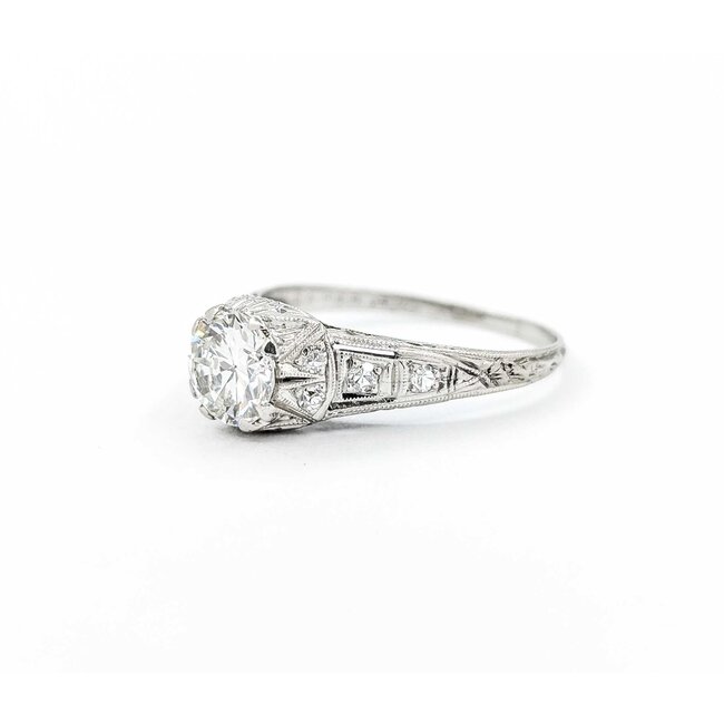 Ring Edwardian .90ct Old European Diamond .12ctw Diamonds Platinum sz7.25 224110751