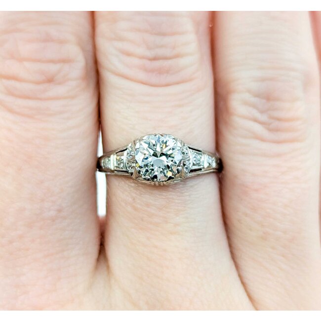 Ring Edwardian .90ct Old European Diamond .12ctw Diamonds Platinum sz7.25 224110751