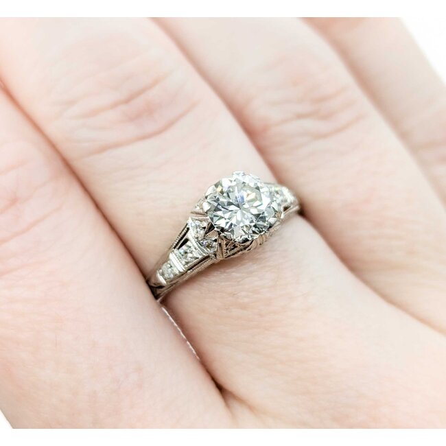 Ring Edwardian .90ct Old European Diamond .12ctw Diamonds Platinum sz7.25 224110751