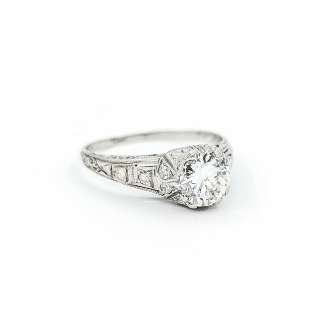 Ring Edwardian .90ct Old European Diamond .12ctw Diamonds Platinum sz7.25 224110751