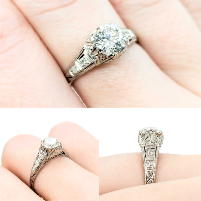 Ring Edwardian .90ct Old European Diamond .12ctw Diamonds Platinum sz7.25 224110751