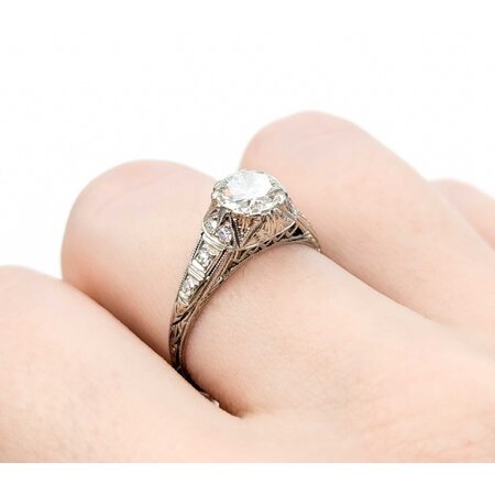 Ring Edwardian .90ct Old European Diamond .12ctw Diamonds Platinum sz7.25 224110751