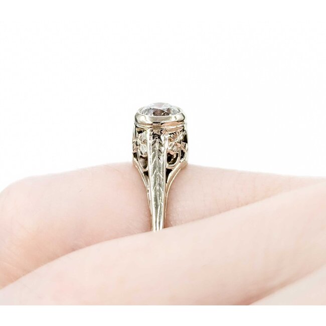Ring Art Deco .40ctw Old European Diamond 14kw sz4 224110755
