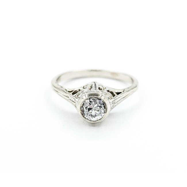 Ring Art Deco .40ctw Old European Diamond 14kw sz4 224110755