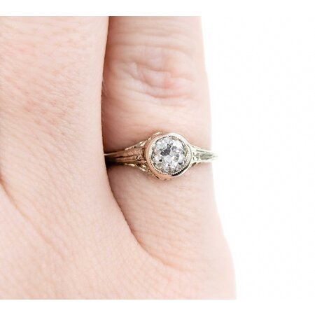 Ring Art Deco .40ctw Old European Diamond 14kw sz4 224110755