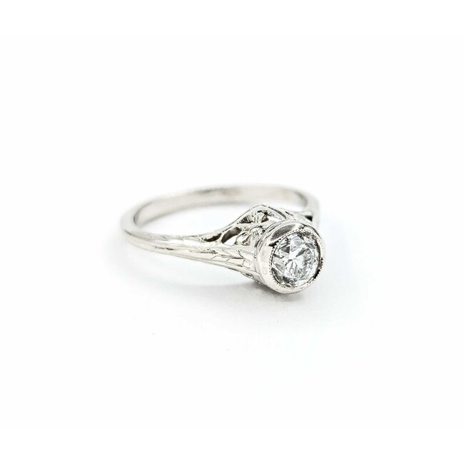 Ring Art Deco .40ctw Old European Diamond 14kw sz4 224110755