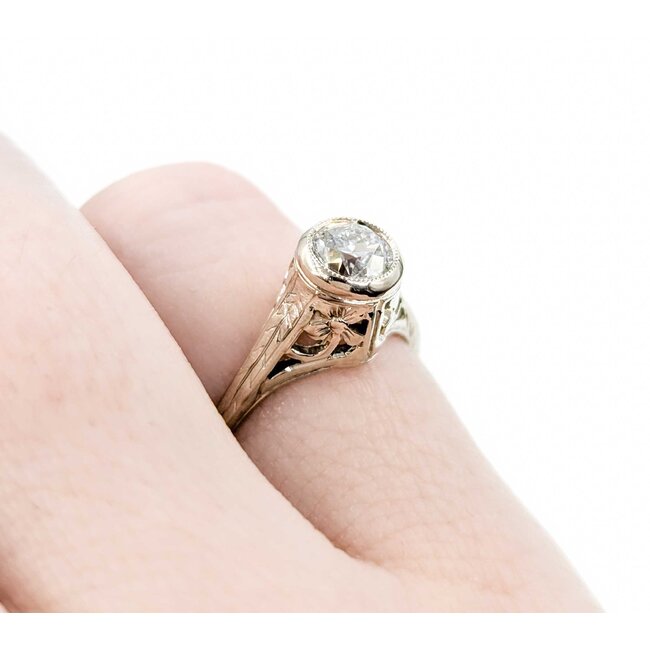 Ring Art Deco .40ctw Old European Diamond 14kw sz4 224110755