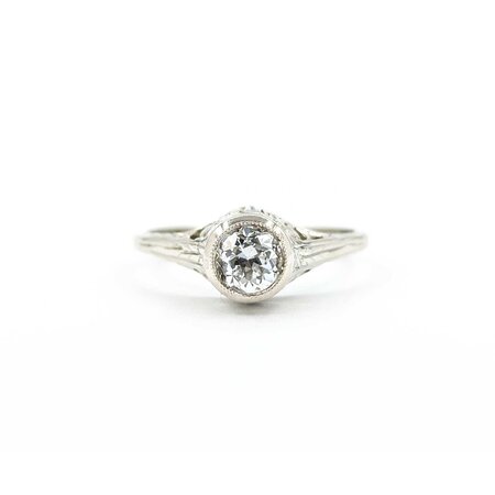 Ring Art Deco .40ctw Old European Diamond 14kw sz4 224110755