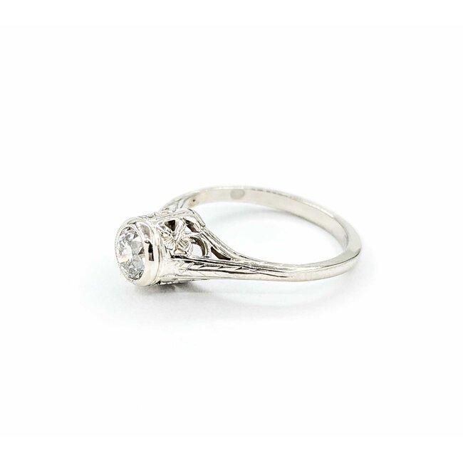 Ring Art Deco .40ctw Old European Diamond 14kw sz4 224110755