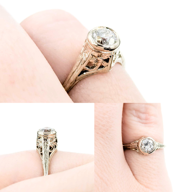 Ring Art Deco .40ctw Old European Diamond 14kw sz4 224110755