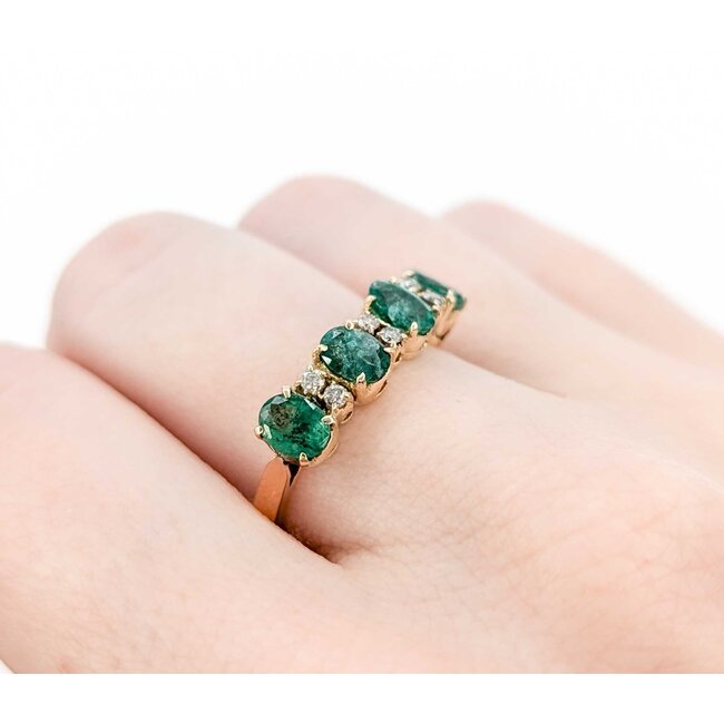 Ring .06ctw Round Diamonds 1.24ctw Emerald 14ky sz7 224110162