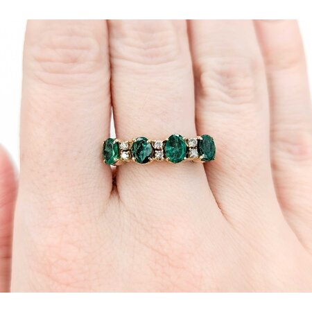 Ring .06ctw Round Diamonds 1.24ctw Emerald 14ky sz7 224110162