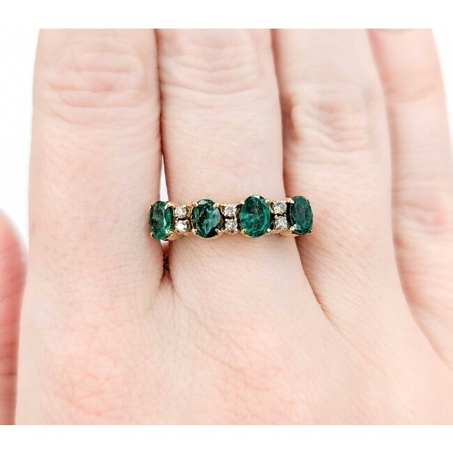 Ring .06ctw Round Diamonds 1.24ctw Emerald 14ky sz7 224110162