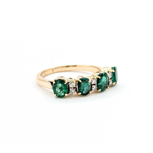 Ring .06ctw Round Diamonds 1.24ctw Emerald 14ky sz7 224110162