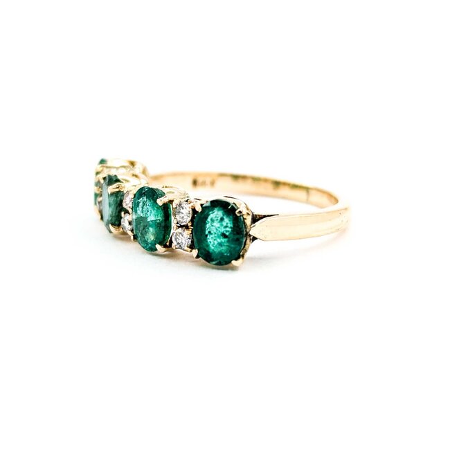 Ring .06ctw Round Diamonds 1.24ctw Emerald 14ky sz7 224110162