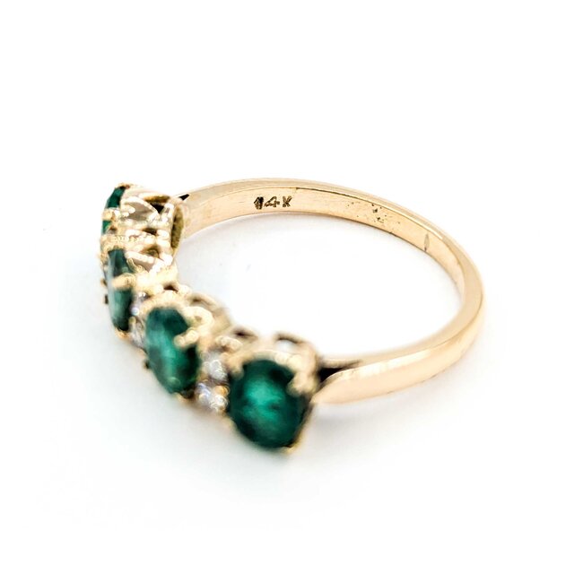 Ring .06ctw Round Diamonds 1.24ctw Emerald 14ky sz7 224110162