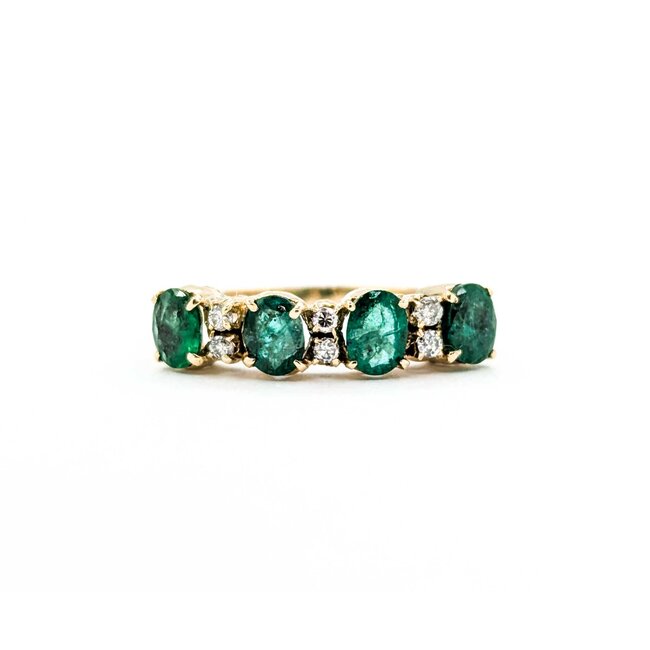 Ring .06ctw Round Diamonds 1.24ctw Emerald 14ky sz7 224110162