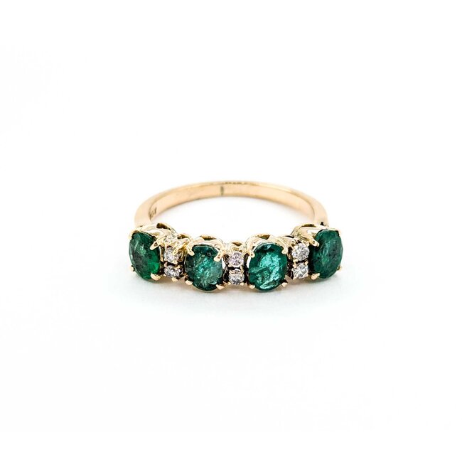 Ring .06ctw Round Diamonds 1.24ctw Emerald 14ky sz7 224110162