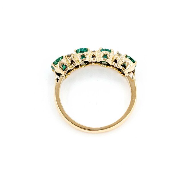 Ring .06ctw Round Diamonds 1.24ctw Emerald 14ky sz7 224110162