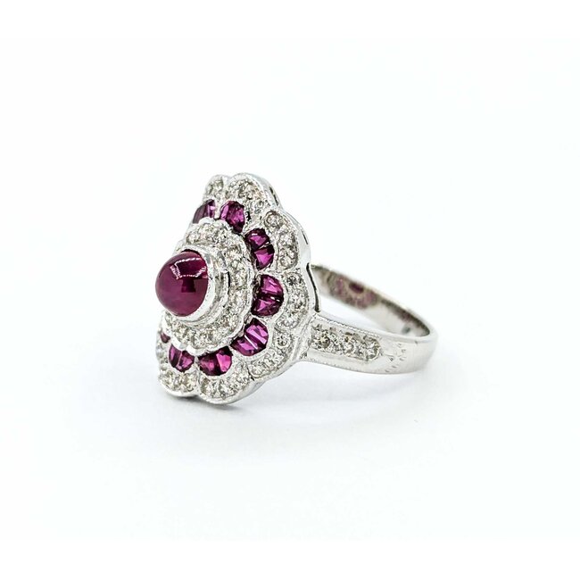 Ring Vintage Style .75ctw Round Diamonds 2.0ctw Ruby 18kw sz6.5 224110163