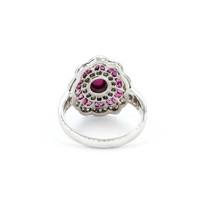 Ring Vintage Style .75ctw Round Diamonds 2.0ctw Ruby 18kw sz6.5 224110163