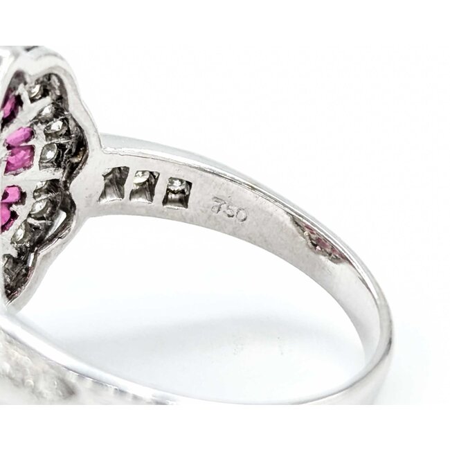 Ring Vintage Style .75ctw Round Diamonds 2.0ctw Ruby 18kw sz6.5 224110163