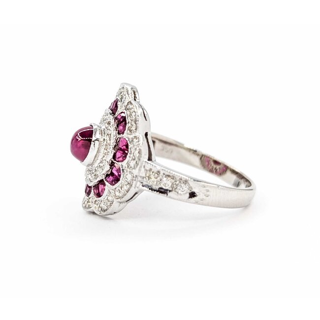 Ring Vintage Style .75ctw Round Diamonds 2.0ctw Ruby 18kw sz6.5 224110163