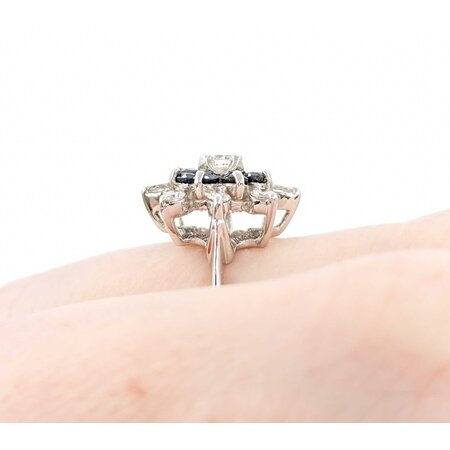 Ring Snowflake .50ctw Round Diamonds .45ctw Sapphire 14kw sz10 224110156