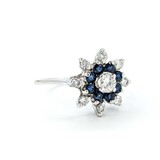  Ring Snowflake .50ctw Round Diamonds .45ctw Sapphire 14kw sz10 224110156