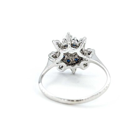 Ring Snowflake .50ctw Round Diamonds .45ctw Sapphire 14kw sz10 224110156