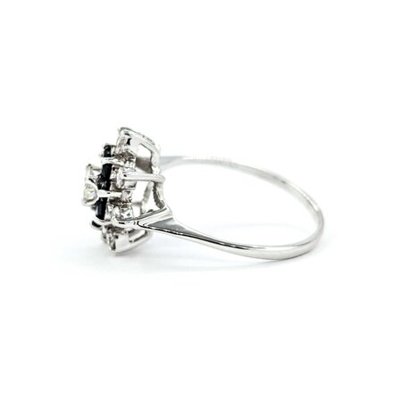 Ring Snowflake .50ctw Round Diamonds .45ctw Sapphire 14kw sz10 224110156